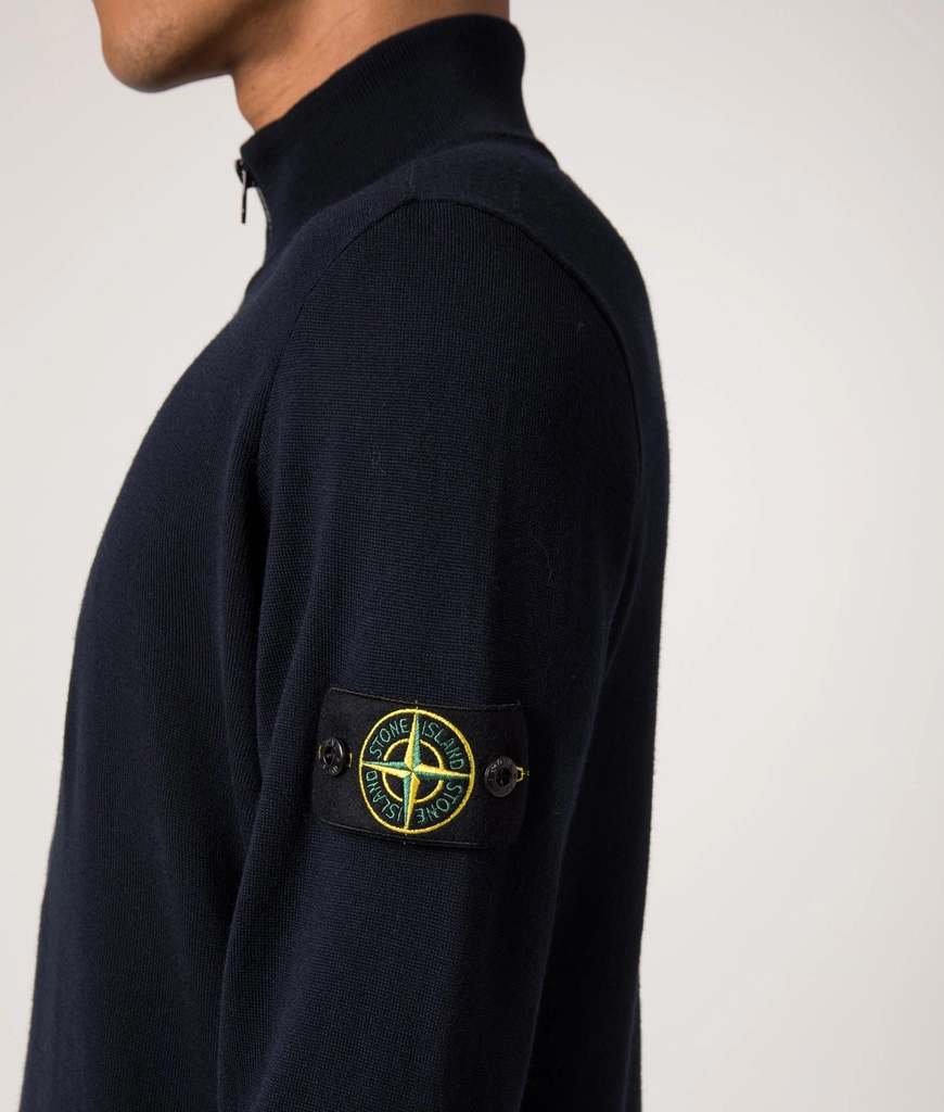 Stone Island Mens Ribbed Quarter Zip Knit